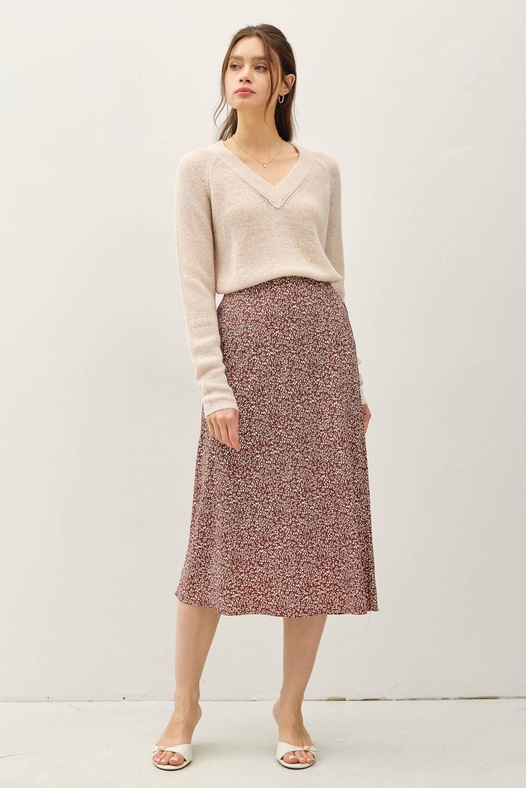 Be Cool | Print midi skirt with elastic waistband