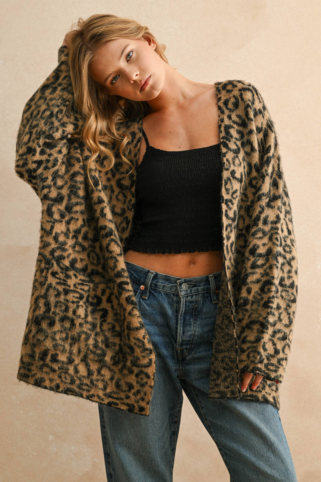 Miou Muse | Leopard Print Oversized Cardigan