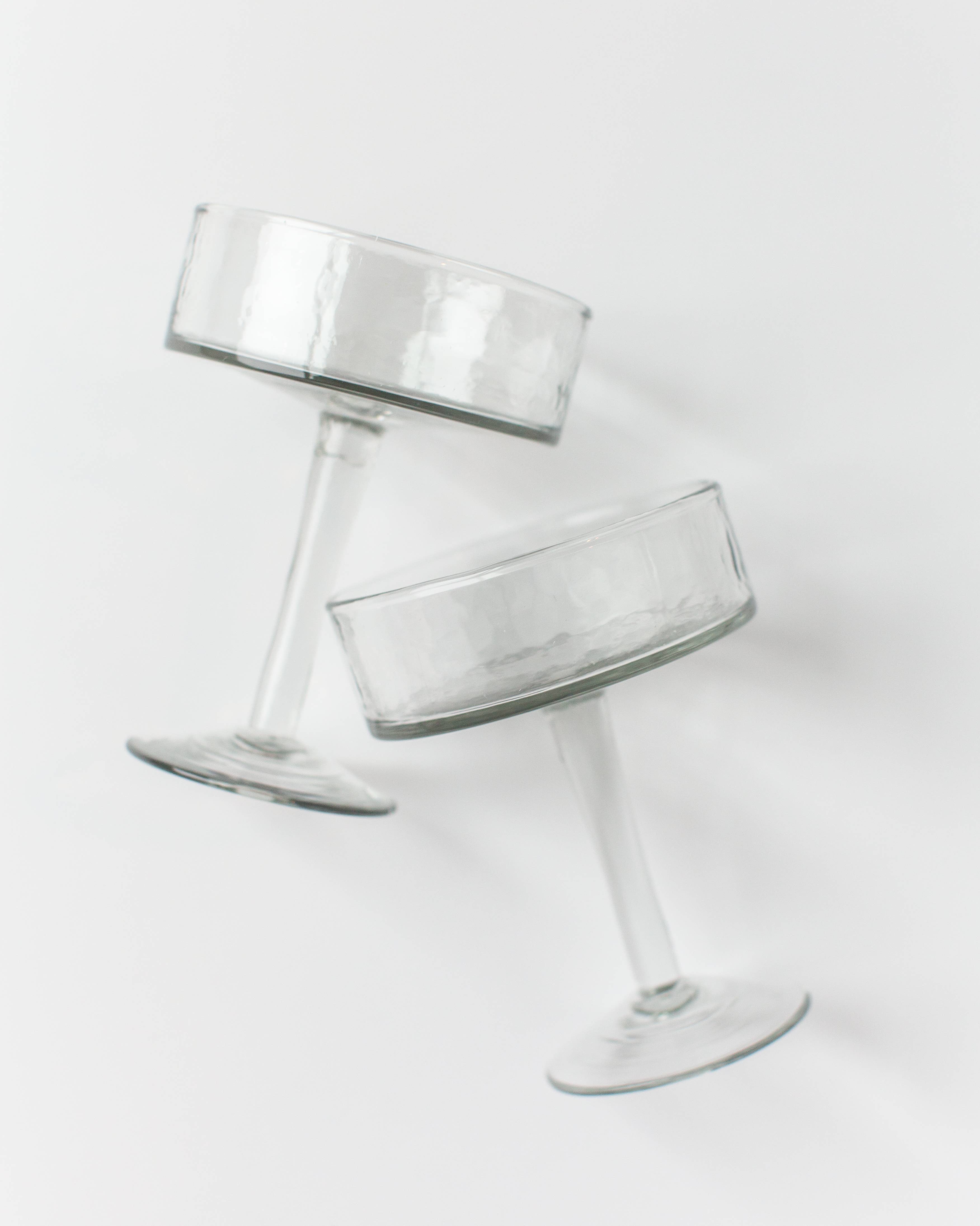 Handblown Hammered Coupe Cocktail Glass Pair - Thumbnail 5