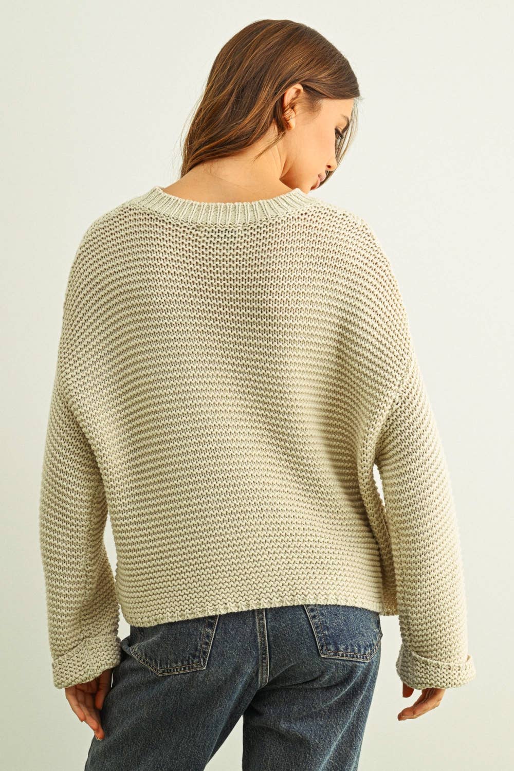 Miou Muse | Round Neck Sweater Top
